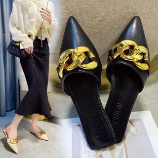 Pointed Metal-accent Mules