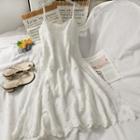 Sleeveless Embroidered Midi Dress White - One Size