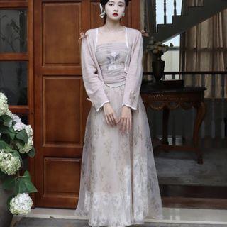 Strapless Top / Maxi A-line Dress / Cardigan / Set