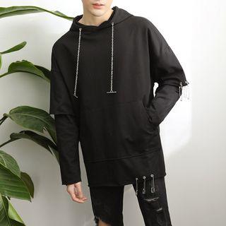 Mock Two-piece Safety Pin Detail Hoodie