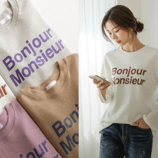 Brushed-fleece Lined French-letter T-shirt