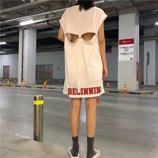 Print Cutout Loose-fit Sleeveless Top