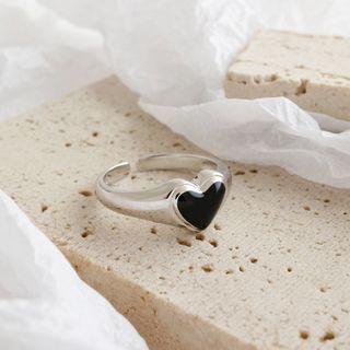 925 Sterling Silver Heart Open Ring Silver - 14