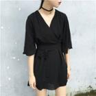 V-neck Tie-waist Dress