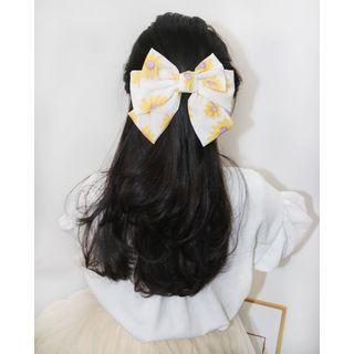 Floral Print Bow Hair Clip Daisy Hair Clip - One Size
