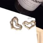 Heart Earring 1 Pair - Silver Needle - Gold - One Size