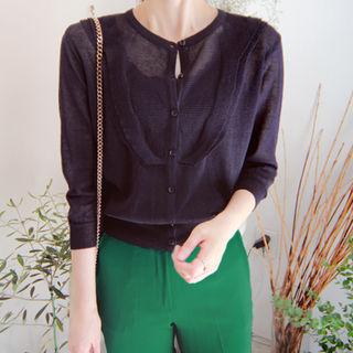 Round-neck Frill-trim Cardigan