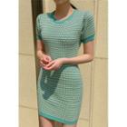 Pattern Knit Bodycon Dress Green - One Size