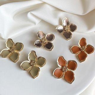 Flower Faux Leather Alloy Earring
