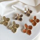 Flower Faux Leather Alloy Earring