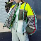 Patchwork Zip-up Jacket Yellow & Green & White - One Size