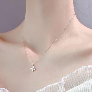 925 Sterling Silver Rhinestone Windmill Pendant Necklace 925 Silver - As Shown In Figure - One Size