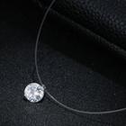925 Sterling Silver Rhinestone Pendant Fishing Line Necklace Silver - One Size