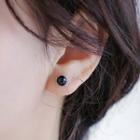 925 Sterling Silver Bead Stud Earring 1 Pair - Black - One Size