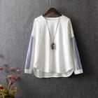 Pinstriped Panel Long Sleeve T-shirt