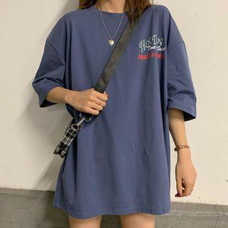 Elbow-sleeve Hotdog Print T-shirt