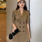 Short-sleeve Plain Double Breasted Blazer Dress