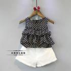 Set Of Two: Sleeveless Polka Dot Top + Shorts