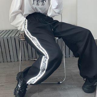 Reflective Paisley Print Drawstring Sweatpants