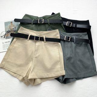 Rolled High-waist Shorts With Belt