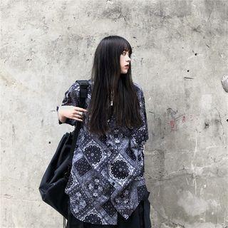 Short-sleeve Paisley Print Shirt Black - One Size