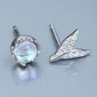 925 Sterling Silver Bubble & Mermaid Tail Earring White Gold - One Size