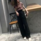 Short-sleeve T-shirt / Lace-up Wide Leg Pants / Set