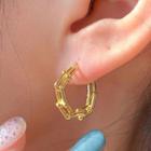 Chain Open Hoop Earring With Earplugs - 1 Pc - Earring - Silver - One Size