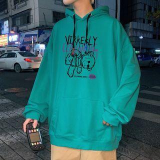 Bear Print Lettering Hoodie