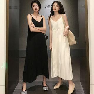 Suspender Medium Maxi Accordion Pleat Skirt