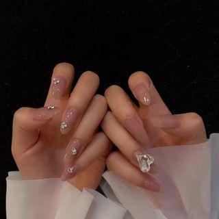 Embellished Faux Nail Tips Z022 - Nude - One Size