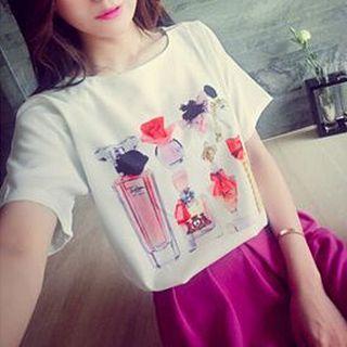 Print Short-sleeve Chiffon T-shirt