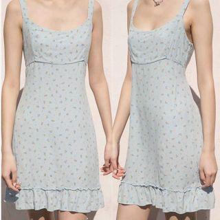 Sleeveless Floral Print Ruffled-hem Mini Dress