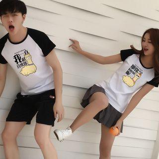 Couple Matching Short-sleeve Alpaca Print T-shirt