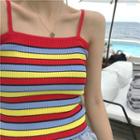Color-block Striped Camisole Top As Figure - One Size