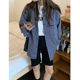 Plaid Long-sleeve Shirt As Shown In Image - One Size