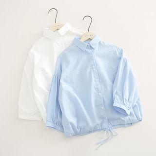 Striped Drawstring Hem Shirt