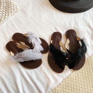 Feather Accent Flip-flops