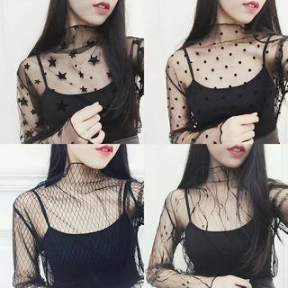Long-sleeve See-through Lace Top