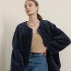 Round-neck Eco-fur Jacket