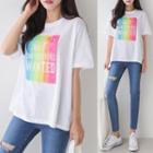 Rainbow Sequined Lettered T-shirt