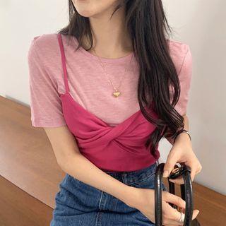 Plain Short-sleeve T-shirt / Camisole Top