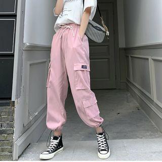 Lettering Cargo Straight Fit Pants