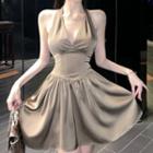 Halter Plain A-line Mini Dress