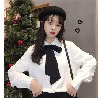 Bow Accent Blouse 9867 - Shirt - White - One Size
