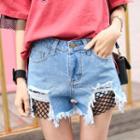 Mesh Denim Shorts