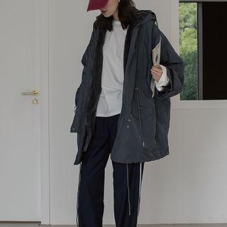 Set: Fleece Zip Hooded Jacket + Drawstring-waist Parka