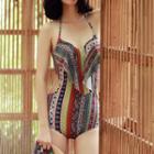Set : Patterned Swimsuit + Cover-up