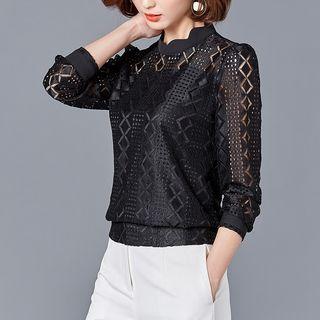 Mock Neck Lace Top