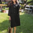 Buttoned Polka-dot Shift Dress
